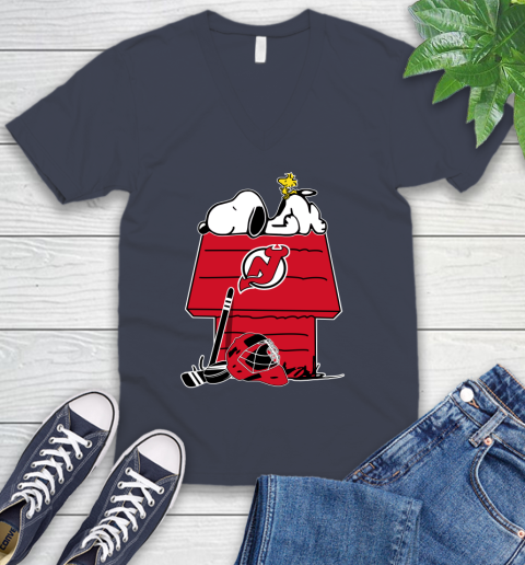 New York Islanders NHL Hockey Snoopy Woodstock The Peanuts Movie (2) V-Neck T-Shirt 9