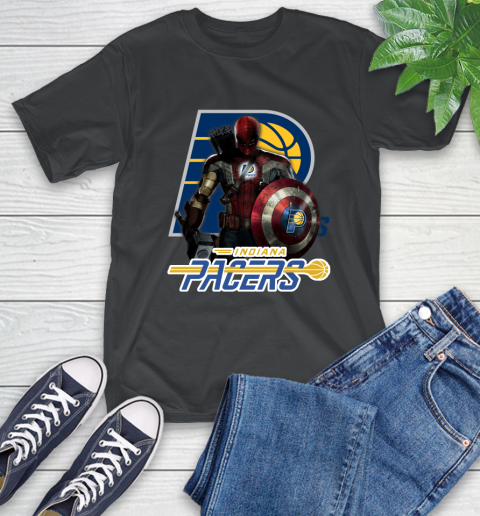 Indiana Pacers NBA Basketball Captain America Thor Spider Man Hawkeye Avengers T-Shirt 2