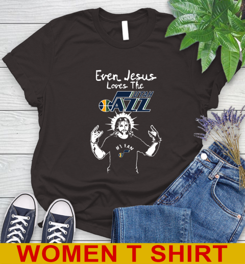 Utah Jazz NBA Basketball Even Jesus Loves The Jazz Shirt Women's T-Shirt - Image 10