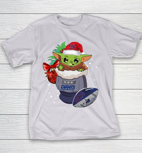 New York Giants Christmas Baby Yoda Star Wars Funny Happy NFL Youth T-Shirt 5