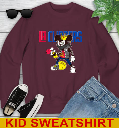 LA Clippers NBA Basketball Mickey Peace Sign Sports Youth Sweatshirt 5