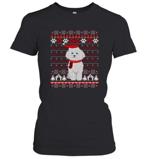 Bichon Frise Ugly Christmas Sweater Holiday Dog T Shirt Women T-Shirt