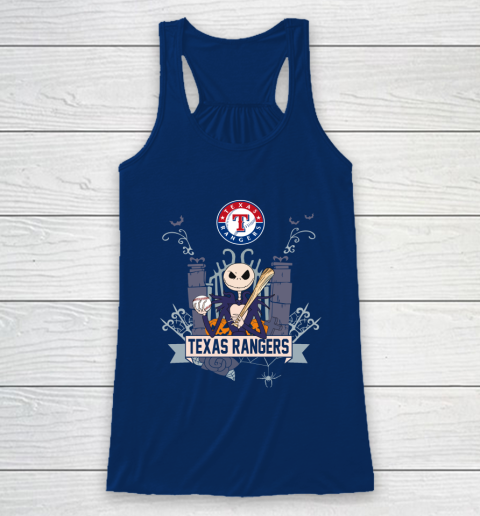 MLB Texas Rangers Baseball Jack Skellington Halloween Racerback Tank 6