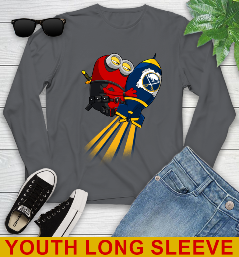 NHL Hockey Buffalo Sabres Deadpool Minion Marvel Shirt Youth Long Sleeve 9