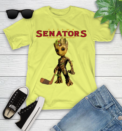 Ottawa Senators NHL Hockey Groot Marvel Guardians Of The Galaxy Youth T-Shirt 8