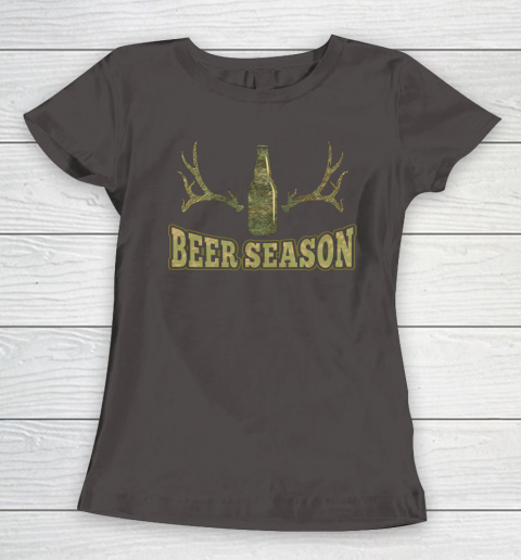 Beer Season Funny Camo Deer Hunting Pun Men Who Love Beers Women's T-Shirt 4
