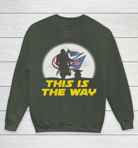 Columbus Blue Jackets NHL Ice Hockey Star Wars Yoda And Mandalorian This Is The Way Youth Sweatshirt 8