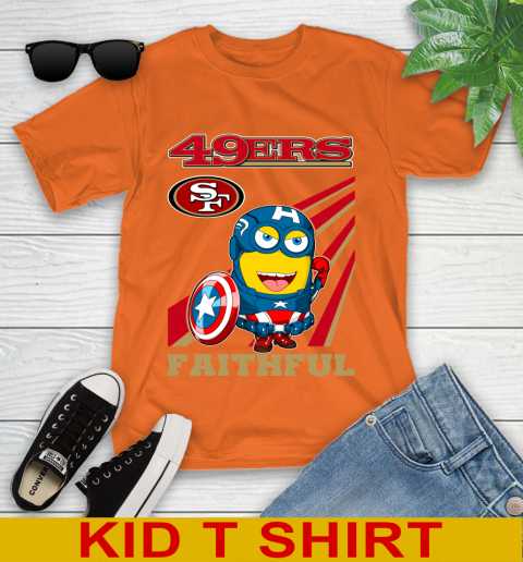 NFL Football San Francisco 49ers Captain America Marvel Avengers Minion Faithful Shirt Youth T-Shirt 8