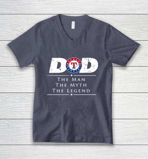 Texas Rangers MLB Baseball Dad The Man The Myth The Legend V-Neck T-Shirt 7