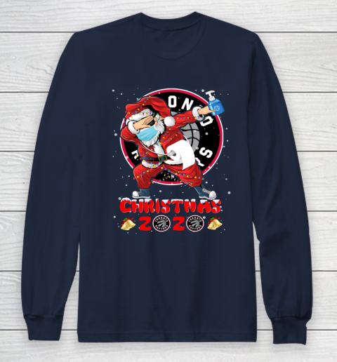 Toronto Raptors Funny Santa Claus Dabbing Christmas 2020 NBA Long Sleeve T-Shirt 2