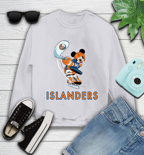 NHL Hockey New York Islanders Cheerful Mickey Mouse Shirt Youth Sweatshirt 4