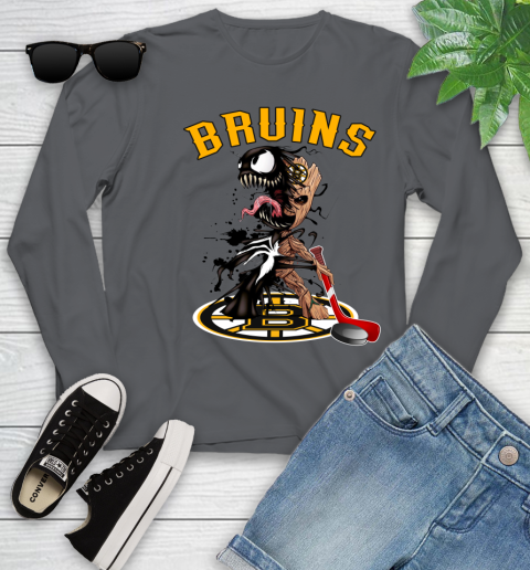 NHL Boston Bruins Hockey Venom Groot Guardians Of The Galaxy Youth Long Sleeve 8