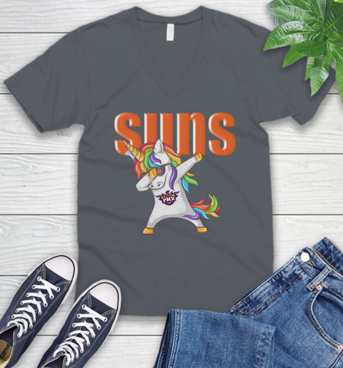 Phoenix Suns NBA Basketball Funny Unicorn Dabbing Sports V-Neck T-Shirt 5