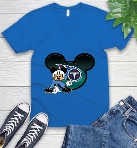 NFL Tennessee Titans Mickey Mouse Disney Football T Shirt V-Neck T-Shirt 6