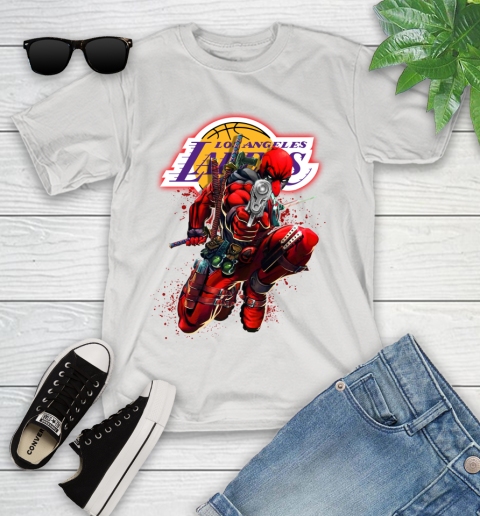 NBA Deadpool Marvel Comics Sports Basketball Los Angeles Lakers Youth T-Shirt