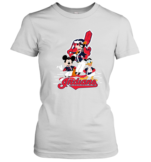 Cleveland Indians Mickey Donald And Goofy Baseball Women's T-Shirt