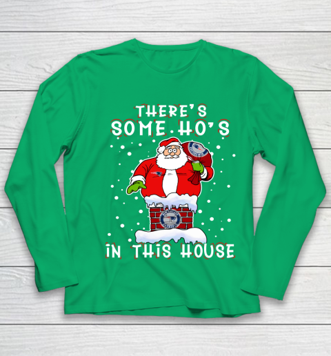 New England Patriots Christmas There Is Some Hos In This House Santa Stuck In The Chimney NFL Youth Long Sleeve 4