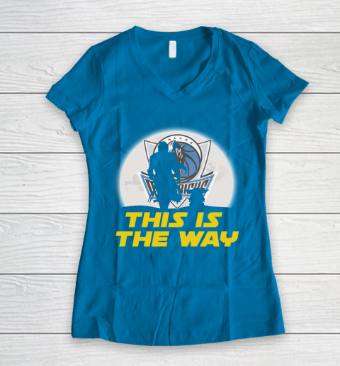 Dallas Mavericks NBA Basketball Star Wars Yoda And Mandalorian This Is The Way Women's V-Neck T-Shirt 5