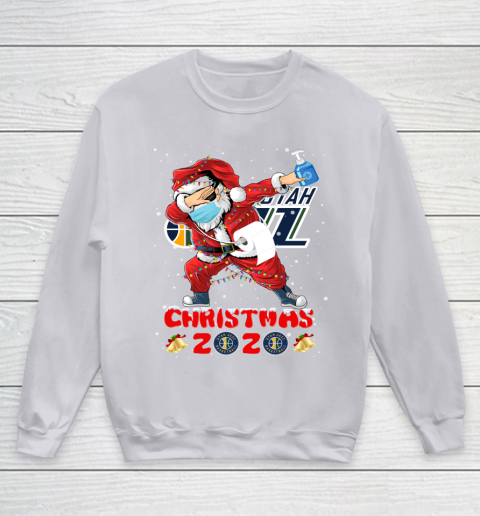 Utah Jazz Funny Santa Claus Dabbing Christmas 2020 NBA Youth Sweatshirt 3