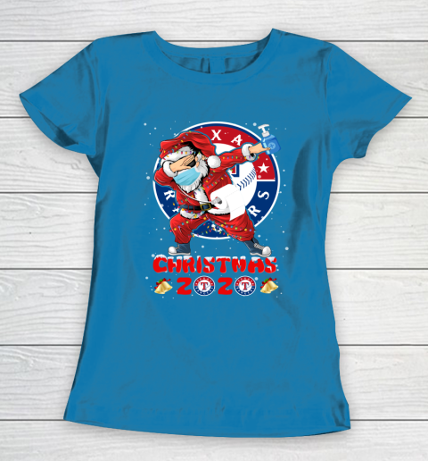 Texas Rangers Funny Santa Claus Dabbing Christmas 2020 MLB Women's T-Shirt 6