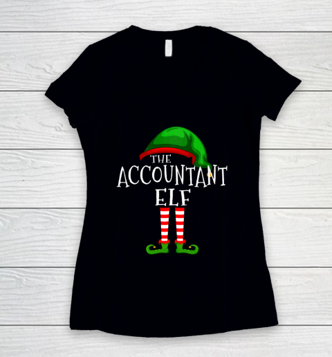 Accountant Elf Family Matching Group Christmas Gift Funny Women's V-Neck T-Shirt