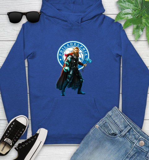 NBA Thor Avengers Endgame Basketball Philadelphia 76ers Youth Hoodie 9