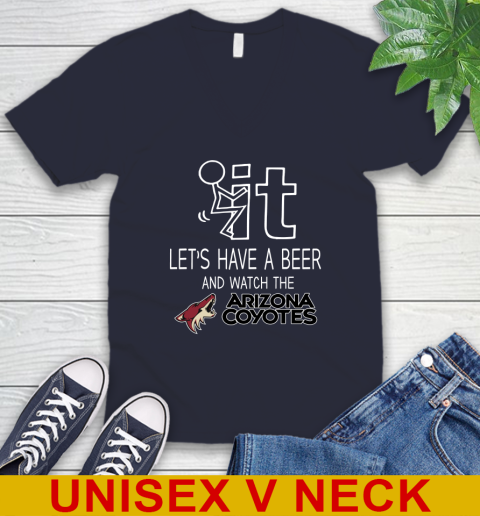 Arizona Coyotes Hockey NHL Let's Have A Beer And Watch Your Team Sports V-Neck T-Shirt 2