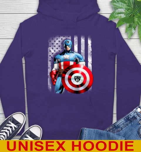 Brooklyn Nets NBA Basketball Captain America Marvel Avengers American Flag Shirt Hoodie 5