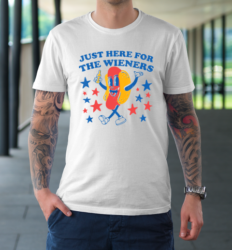 Hot Dog I'm Just Here For The Wieners 4th Of July Funny T-shirt
