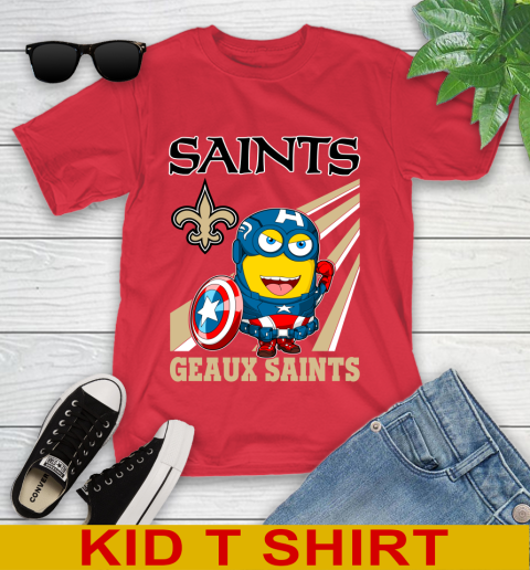 NFL Football New Orleans Saints Captain America Marvel Avengers Minion Shirt Youth T-Shirt 11