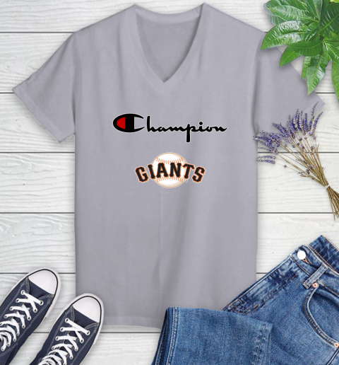 MLB Baseball San Francisco Giants Champion Shirt Women's V-Neck T-Shirt 2