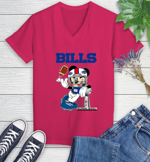 NFL Buffalo Bills Mickey Mouse Disney Super Bowl Football T Shirt Women's V-Neck T-Shirt 9