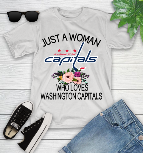 NHL Just A Woman Who Loves Washington Capitals Hockey Sports Youth T-Shirt