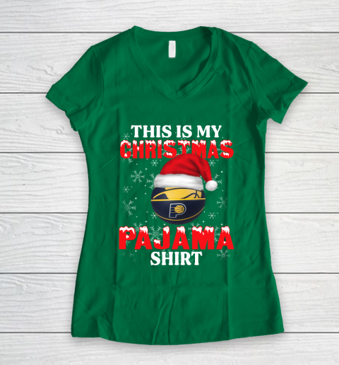 Indiana Pacers This Is My Christmas Pajama Shirt NBA Women's V-Neck T-Shirt 3