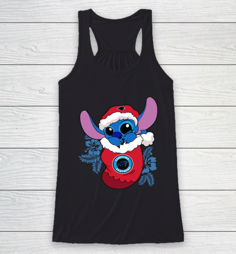 Carolina Panthers Christmas Stitch In The Sock Funny Disney NFL Racerback Tank