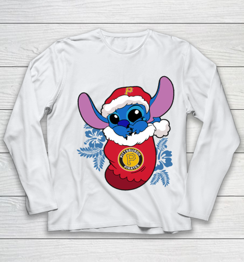 Pittsburgh Pirates Christmas Stitch In The Sock Funny Disney MLB Youth Long Sleeve 2