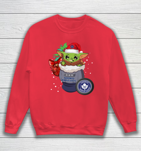 Toronto Maple Leafs Christmas Baby Yoda Star Wars Funny Happy NHL Sweatshirt 8