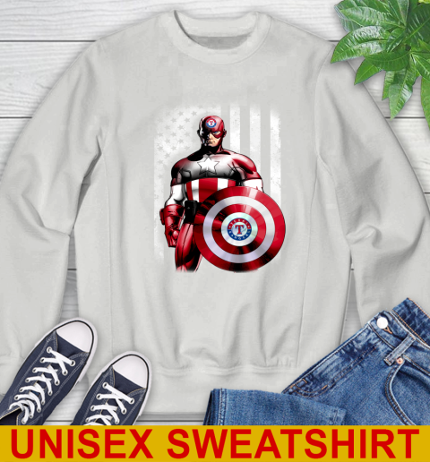 Texas Rangers MLB Baseball Captain America Marvel Avengers American Flag Shirt Sweatshirt 5