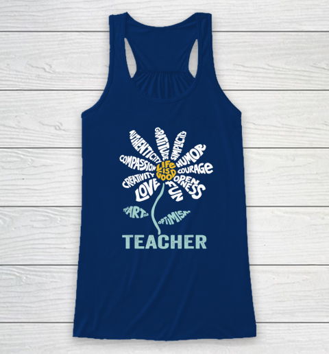 Life is good Teacher Daisy T shirt Teach School Sunflower Racerback Tank 4