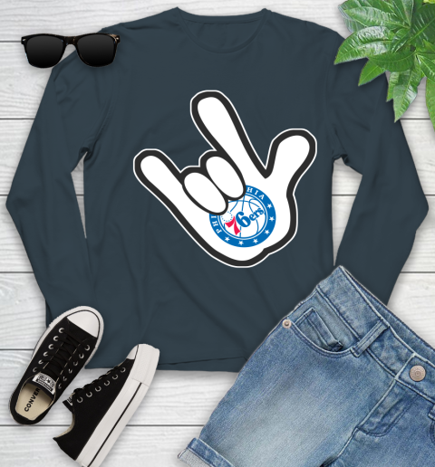 Philadelphia 76ers NBA Basketball Mickey Rock Hand Disney Youth Long Sleeve 8