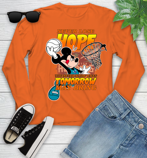 Charlotte Hornets NBA Basketball Mickey Disney Never Lose Hope Youth Long Sleeve 3