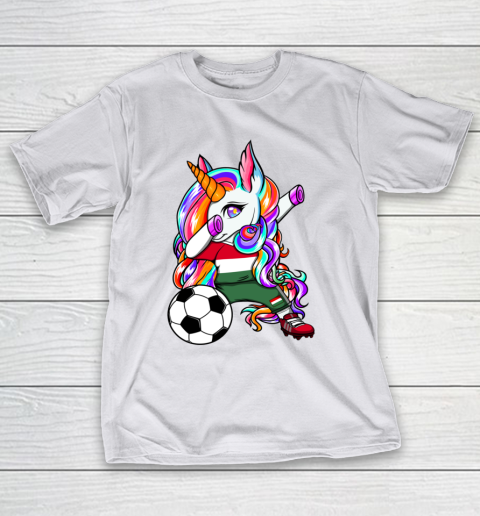 Dabbing Unicorn Hungary Soccer Fans Jersey Flag Football T-Shirt 24