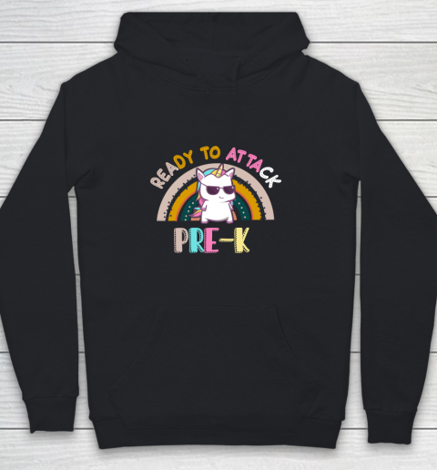 Back to school shirt Ready To Attack Pre k Unicorn Youth Hoodie