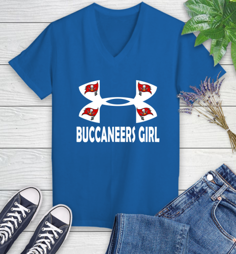 NFL Tampa Bay Buccaneers Girl Under Armour Football Sports Women's V-Neck T-Shirt 10