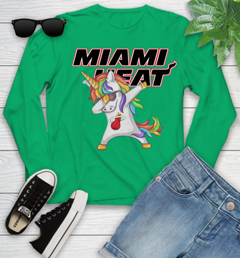 Miami Heat NBA Basketball Funny Unicorn Dabbing Sports Youth Long Sleeve 6