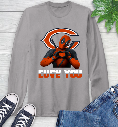 NHL Chicago Bears Deadpool Love You Fuck You Football Sports Long Sleeve T-Shirt 6