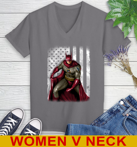 Houston Texans NFL Football Batman DC American Flag Shirt Women's V-Neck T-Shirt 11