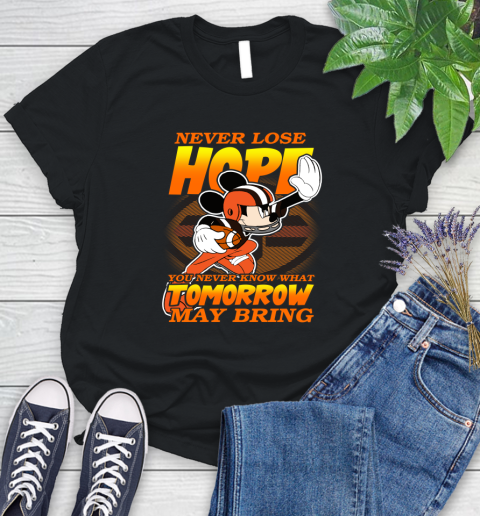 Cleveland Browns NFL Football Mickey Disney Never Lose Hope Women's T-Shirt