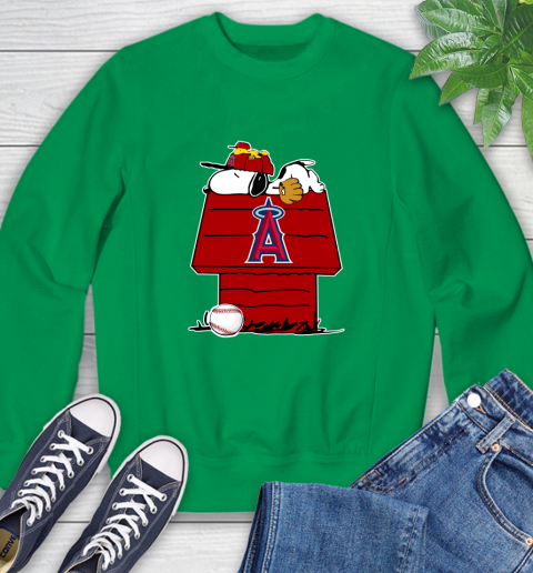 MLB Los Angeles Angels Snoopy Woodstock The Peanuts Movie Baseball T Shirt Sweatshirt 6