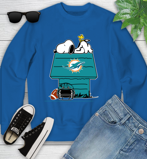 Miami Dolphins NFL Football Snoopy Woodstock The Peanuts Movie Youth Sweatshirt 8